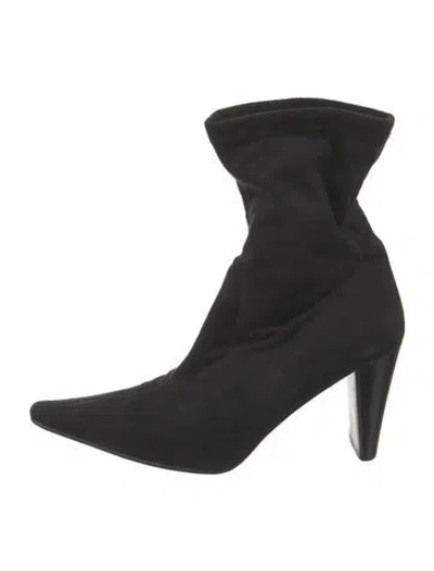 Pre-owned Guido Pasquali Suede Sock Boots In Black