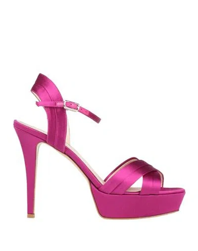 Guido Sgariglia Per Nino Armenise Woman Sandals Mauve Size 6 Textile Fibers, Soft Leather In Purple