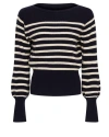 Guinea Women's Blue Breton Navy & Cream Lurex Stripe Wool & Cashmere Jumper In Blue