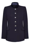 Guinea Women's Blue Navy Blazer - Wool With Velvet Trims In Blue