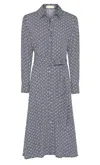 Guinea Women's Blue / White Long Sleeved Shirt Dress - Navy And White Print