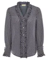 Guinea Women's Blue / White Navy Print Shirt - Blue Vintage Print With White Hearts In Blue/white