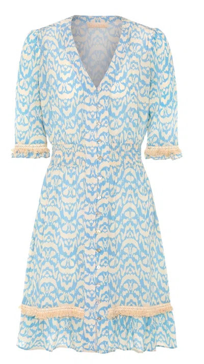 Guinea Women's Blue / White Pale Blue & Cream Summer Dress