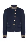 Guinea Women's Gold / Blue Navy Military Jacket With Gold Sequin Braid Details In Gold/blue