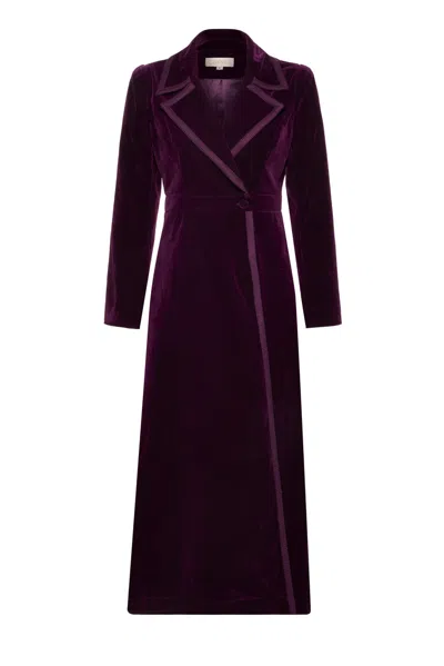 Guinea Women's Pink / Purple Velvet Dress Coat - Purple In Pink/purple