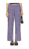 Guizio Adrian Gingham Pant In Royal,grey