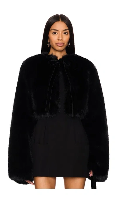 Guizio Alyana Faux Fur Jacket In Black