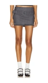 Guizio Andra Pinstripe Mini Skirt In 碳黑色&白色