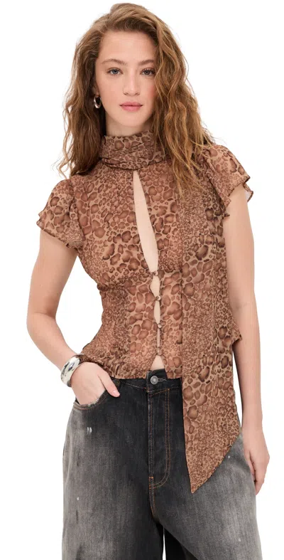 Guizio Ara Top Leopard In Brown