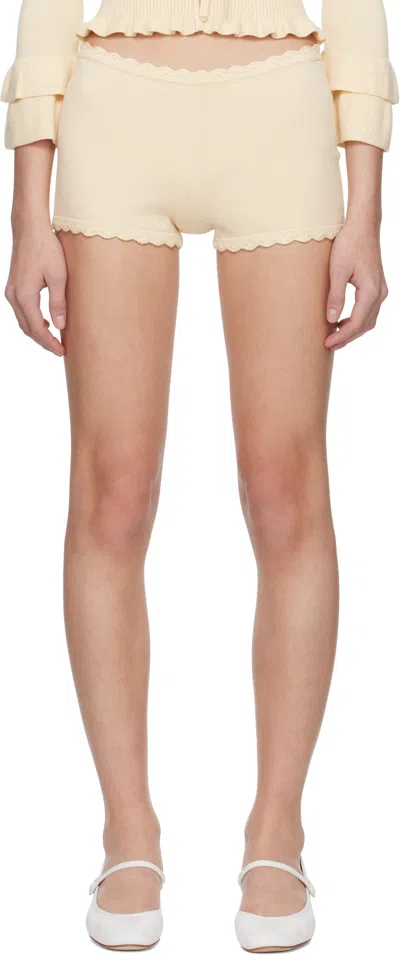 Guizio Beige Knit Scallop Shorts