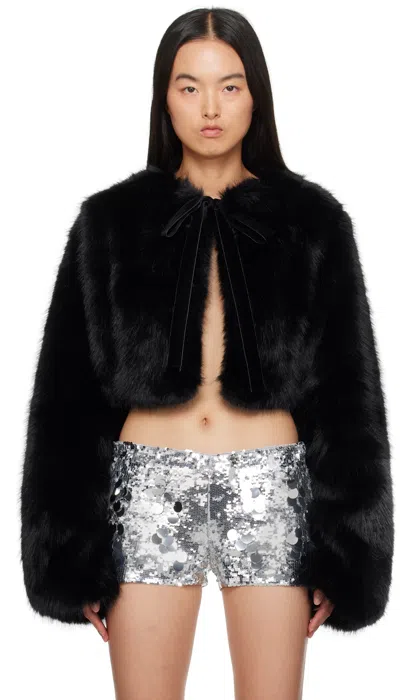 Guizio Black Alyana Faux Fur Jacket
