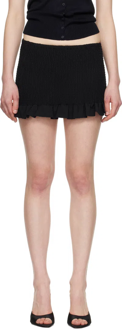 Guizio Black Apolline Smocked Miniskirt