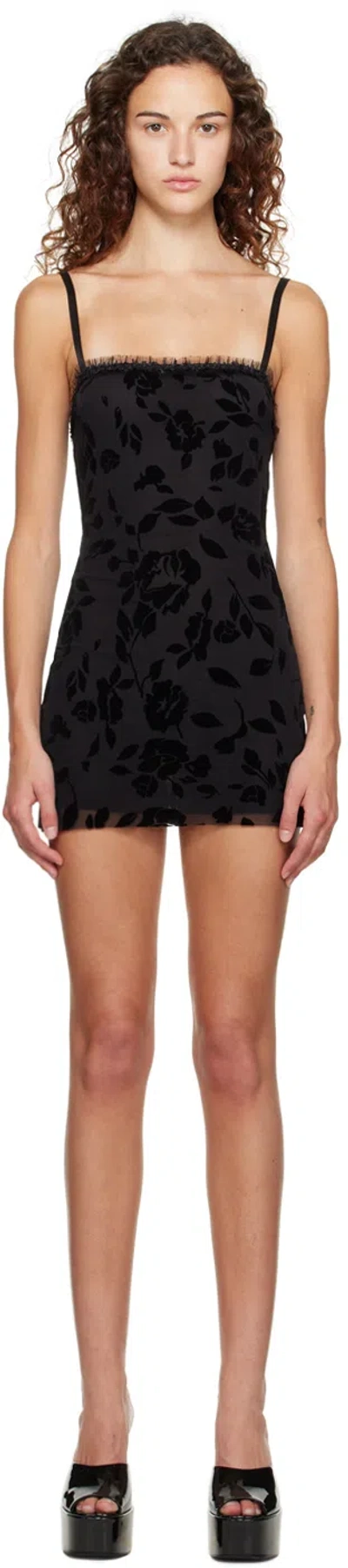 Guizio Black Floral Minidress In Black Rose