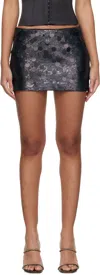 Guizio Black Low Rise Paillette Miniskirt In Matte Black