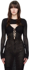 Guizio Black Micro Crop Sweater In Black