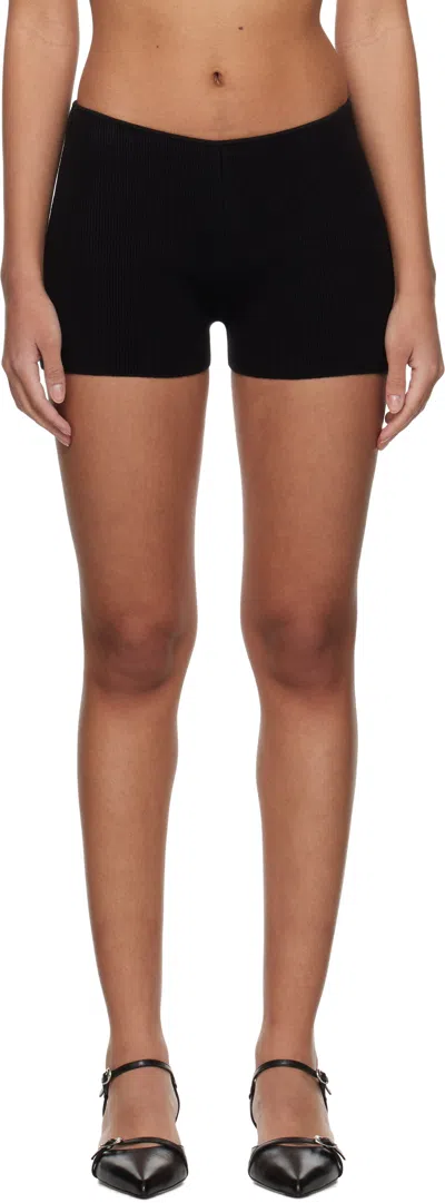 Guizio Black Rib Knit Hot Shorts
