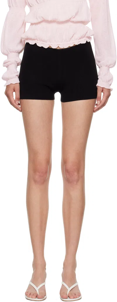 Guizio Black Rib-knit Hot Shorts