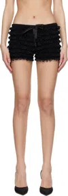 Guizio Black Ruffle Hot Short In Black