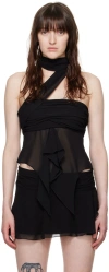 Guizio Black Wrap Around Top In Black