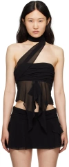 Guizio Black Wrap Camisole In Black