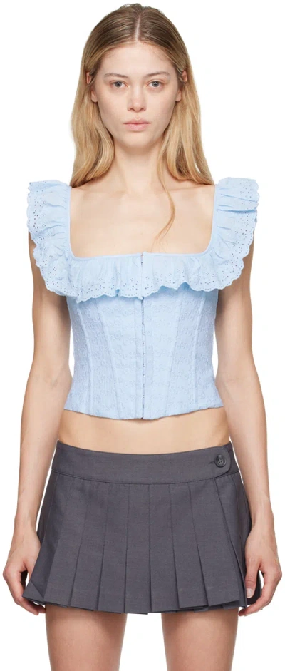 Guizio Blue Bettina Corset Tank Top In Angel Blue