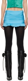 Guizio Blue Ruched Miniskirt In Coastal