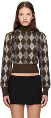 Guizio Brown Delia Turtleneck In Brown Argyle