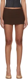 Guizio Brown Micro Stretch Miniskirt In Brown