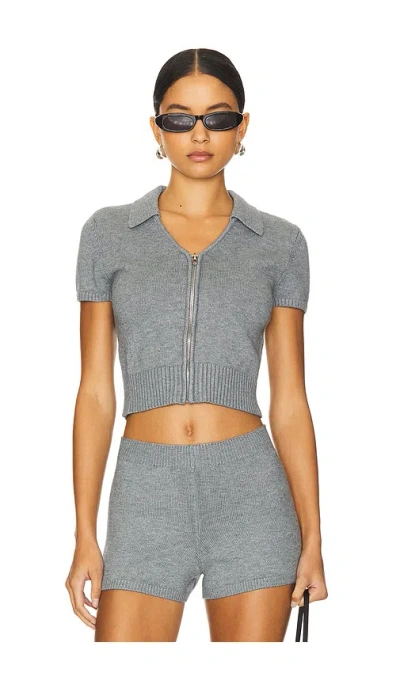Guizio Calesia Zip-up Top In Heather Grey