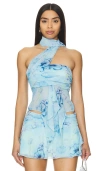 Guizio Chiffon Wrap Around Top In Blue