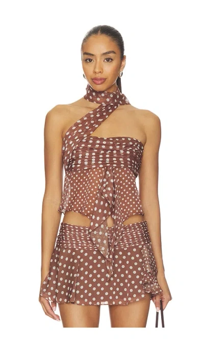 Guizio Chiffon Wrap Top In Brown