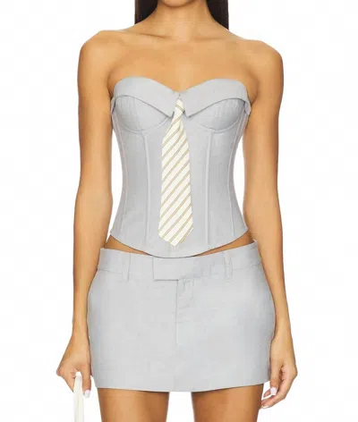 Guizio Chrys Oxford Corset Blouse In Grey In Gray