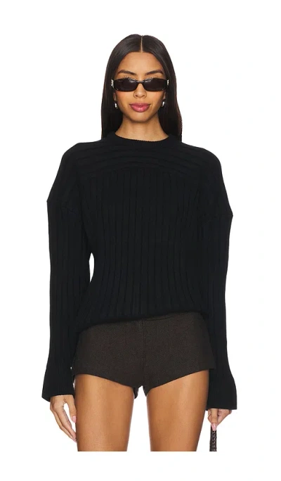 Guizio Cleon Rib Knit Pullover In Black