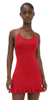 Guizio Crochet Halter Mini Dress Red Love In Red