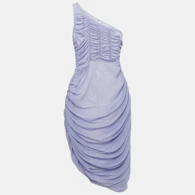 Guizio Danielle  Purple Mesh Ruched Mini Dress