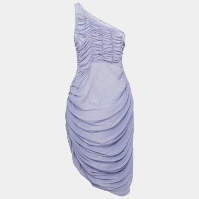 Guizio Danielle  Purple Mesh Ruched Mini Dress