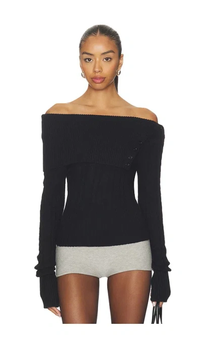 Guizio Draped Collar Knit Jumper In Black