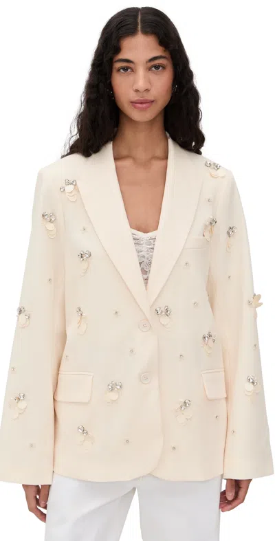 Guizio Embellished Oversized Blazer Ivory In White