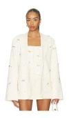 Guizio Embellished Oversized Blazer In White