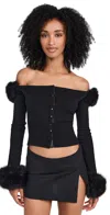 Guizio Faux Fur Cardigan Black In Black