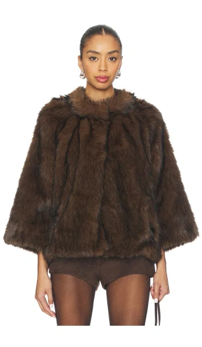 Guizio Faux Fur Topper In Brown