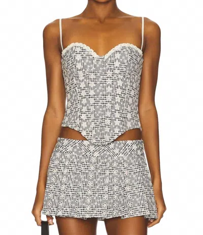 Guizio Genevieve Gingham Bustier Top In Black/white In Multi