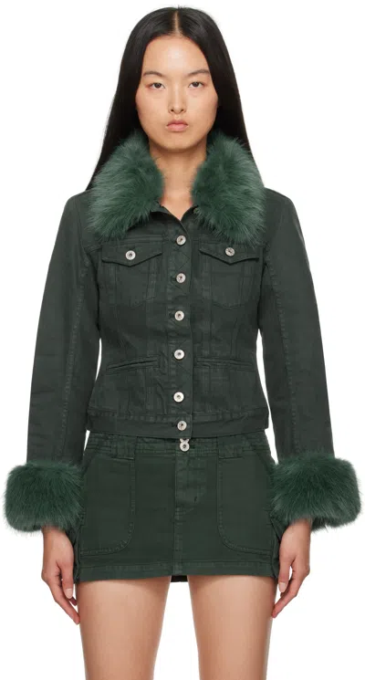 Guizio Green Ares Faux Fur Jacket In Forest