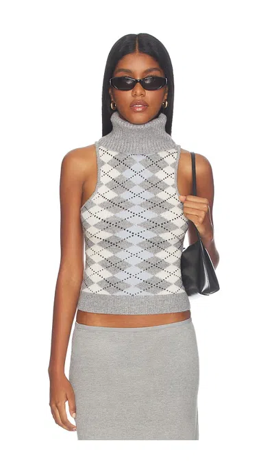 Guizio Hana Turtleneck Halter Top In Gray