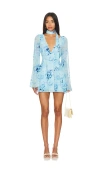 Guizio Issy Mini Wrap Around Dress In Ambrosia Print Angel Blue