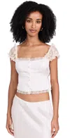 Guizio Pink Kahli Lace Top In Ballet Slipper/ivory