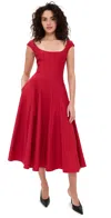 Guizio Red Leila Midi Dress In Red Love