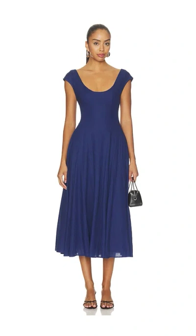 Guizio Leila Linen Dress In Navy