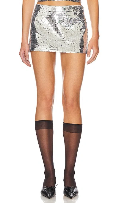 Guizio Low Rise Sequin Skirt In 银色