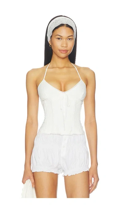 Guizio Marini Eyelet Corset Top In White